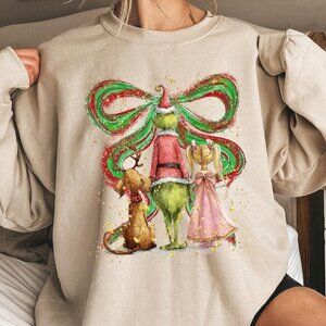 Coquette Grinchmas Bow Cute Christmas Retro Sweatshirt